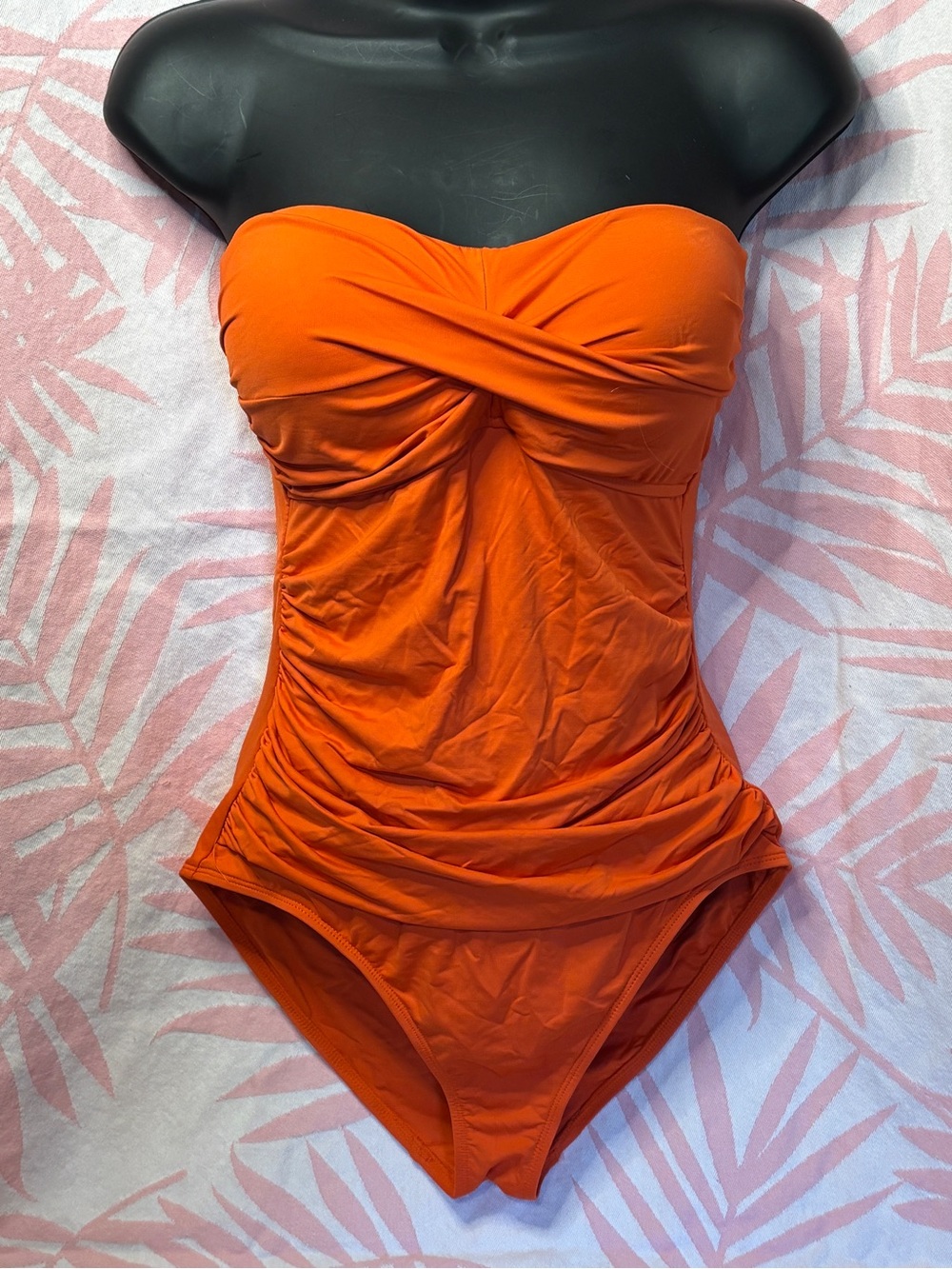 DROPPED 20% Anne Cole Bright Orange Strapless Ruched One-Piece Swimsuit